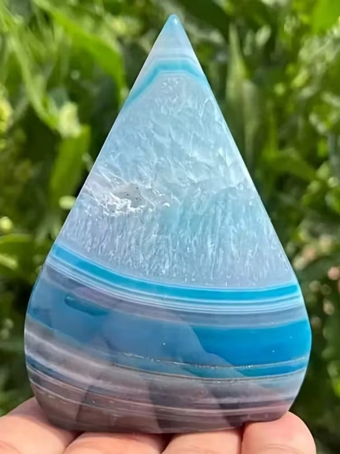CrystalHola Blauer Achat Wassertropfen-Ornament aus Naturstein zur Tischdekoration - Bild 4