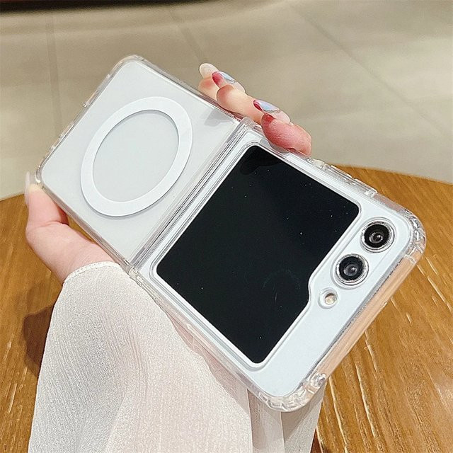 Transparente magnetische MagSafe-kompatible Schutzhülle für Samsung Galaxy Z Flip (Modelle 3 bis 8), stoßfeste kabellose Ladehülle - Bild 1