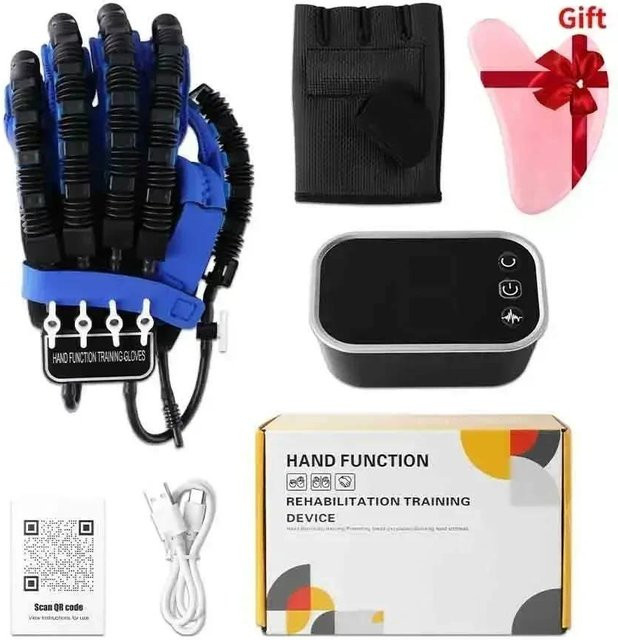 Crown Global Handrehabilitationsroboterhandschuhe Automatischer Handrehabilitationstrainer für Hemiplegie in Blau, Größe S - Bild 1