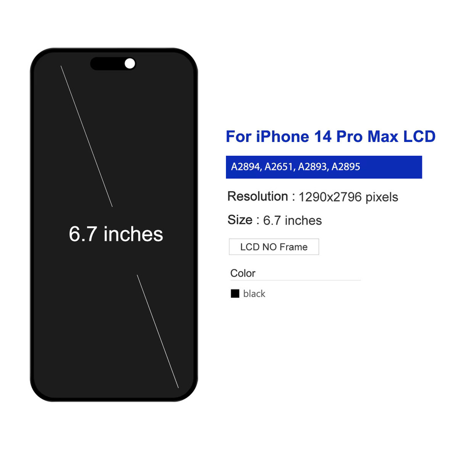 JK Soft OLED Display 6,7 Zoll für iPhone 14 Pro Max, LCD-Bildschirm mit Touch-Digitizer-Baugruppe in Schwarz - Bild 5