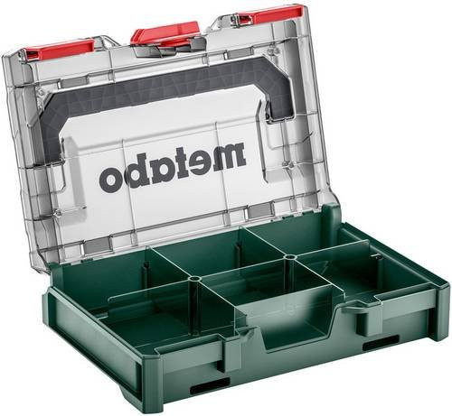 Metabo metaBOX 63 XS Werkzeugbox Organizer mit Einsatz aus Kunststoff, Grün/Transparent, B: 16,7 cm, T: 25,2 cm, H: 6,0 cm - Bild 1