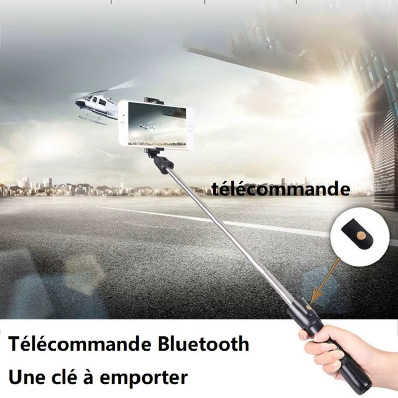 VORTNGLE 3-in-1 Mini-Wireless-Bluetooth-Selfie-Stick mit Stativ und Fernauslöser in Schwarz für iPhone, Xiaomi und Huawei - Bild 3