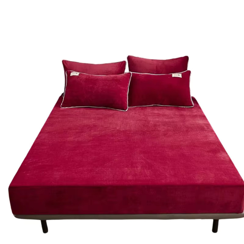WASART Flanell Spannbetttuch für 2 Personen, Thermo-Matratzenbezug für den Winter, Rot, B/T: 180 x 200 cm - Bild 2