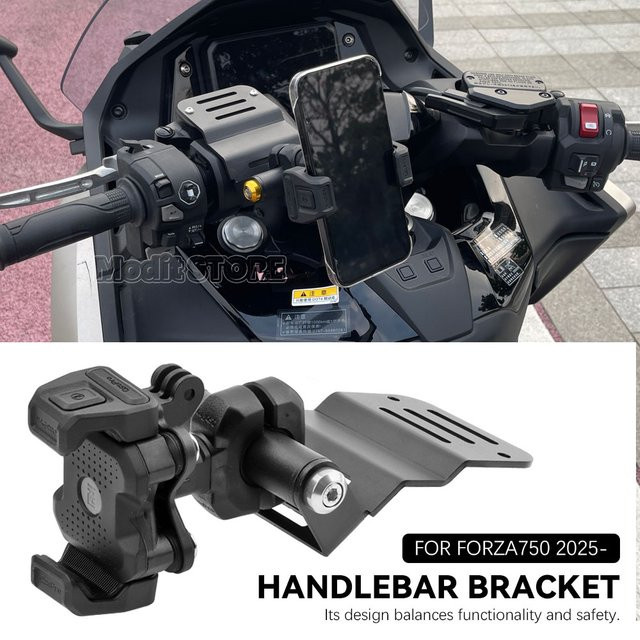 MODIT-HC Lenkerhalterung für Honda Forza 750 (2025/2026) zur GPS- und Handy-Navigation, 22 mm, Schwarz/Silber - Bild 1