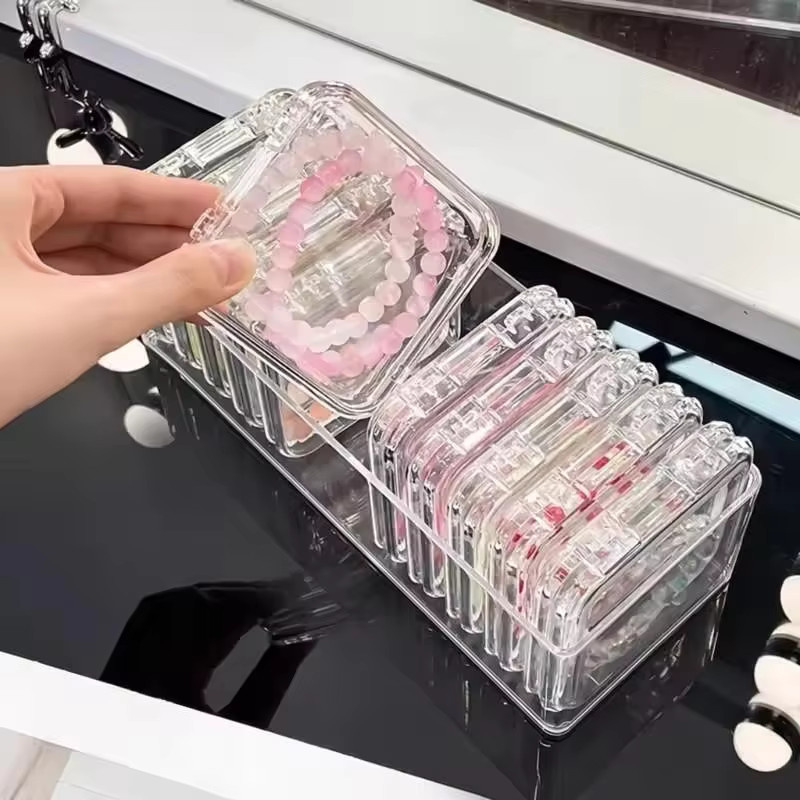 Multifunktionaler tragbarer Organizer aus transparentem Kunststoff mit Griffen zur Aufbewahrung von Schmuck und Kleinteilen - Bild 2