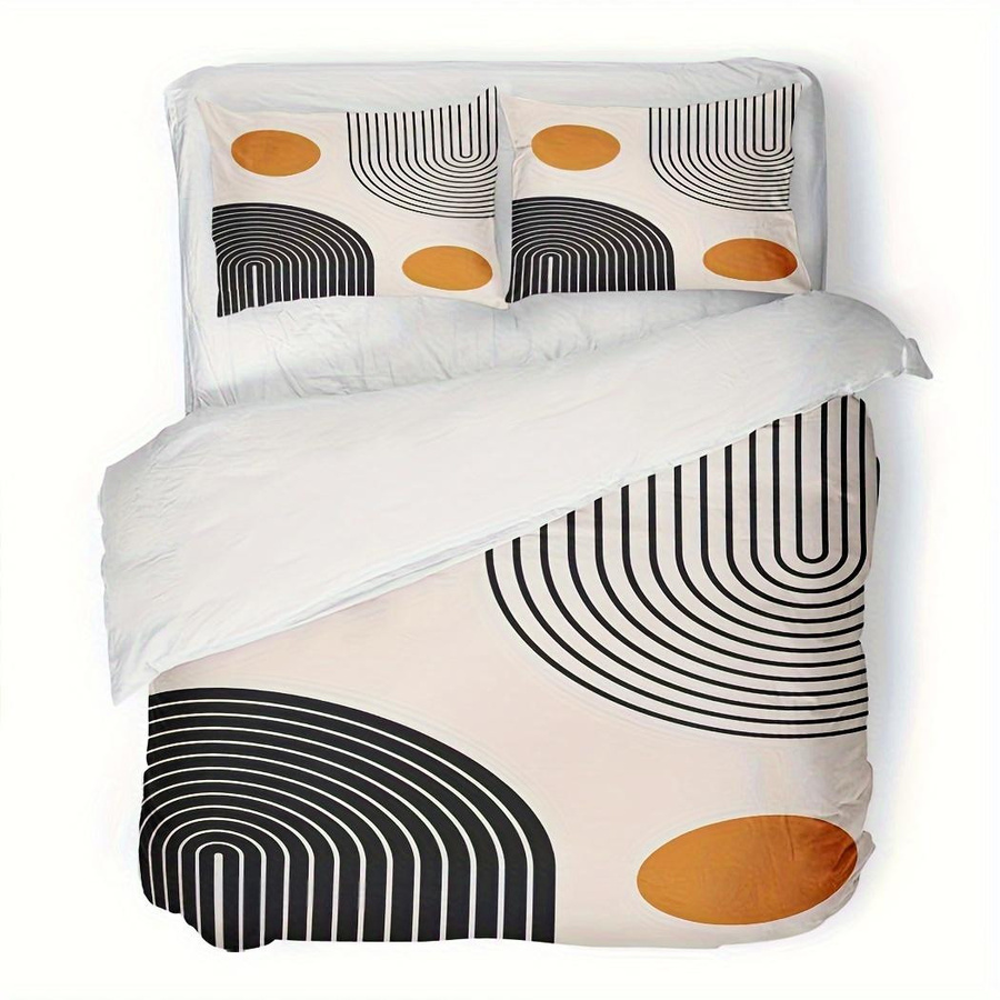 Mid Century Modern Bettwäscheset mit abstraktem geometrischem Design, B/B: 135 x 200 cm, Mehrfarbig - Bild 2