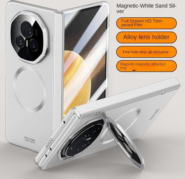 Ooshion MagSafe Magnetische Vollschutz Hülle mit Blickschutz und gehärteter Glasfolie für Honor Magic V3 in Silber - Bild 1