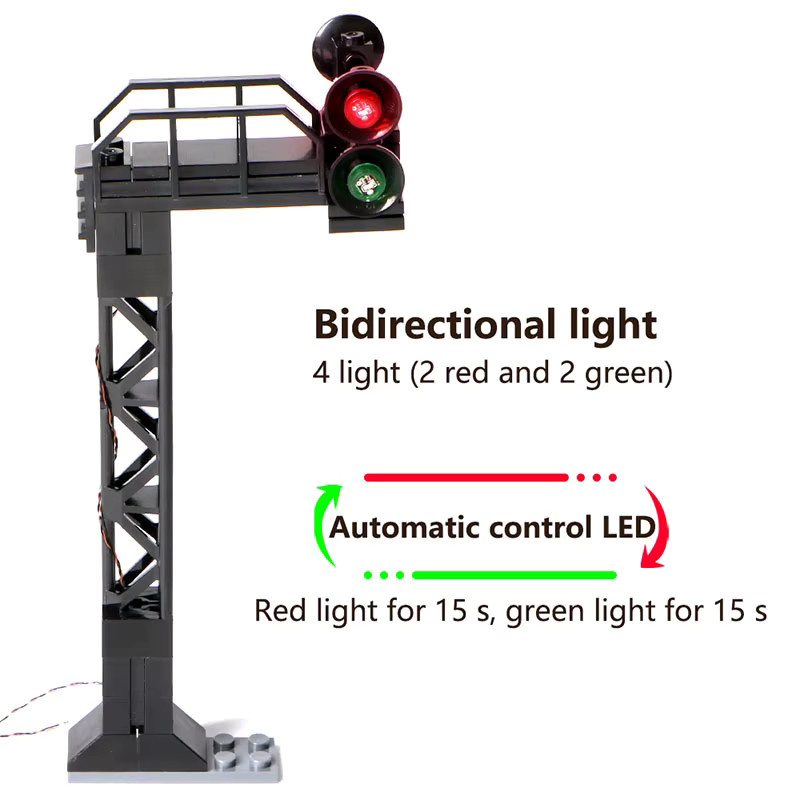 TEDDOO LED Stadt Serie Zug Signal Ampel MOC Bausteine DIY Straßenlampe Zubehör in Schwarz - Bild 3
