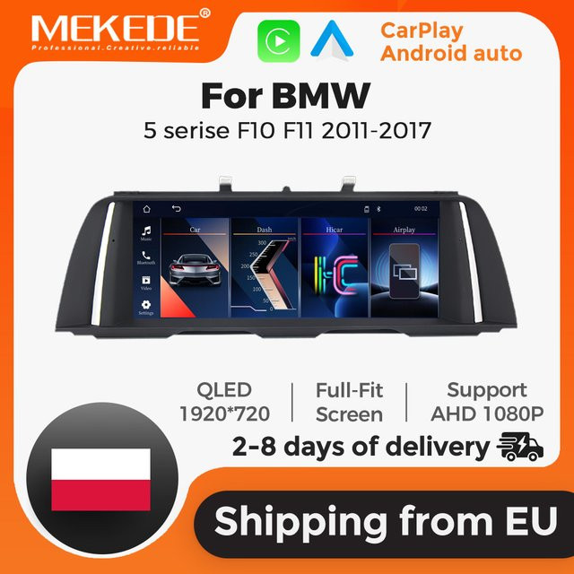 MEKEDE Multimedia-Autoradio mit Linux-System für BMW 5er-Reihe F10 F11 CIC NBT (2011-2017) in Schwarz mit GPS, Bluetooth, WiFi, Wireless Carplay und Android Auto sowie USB-Anschluss - Bild 1