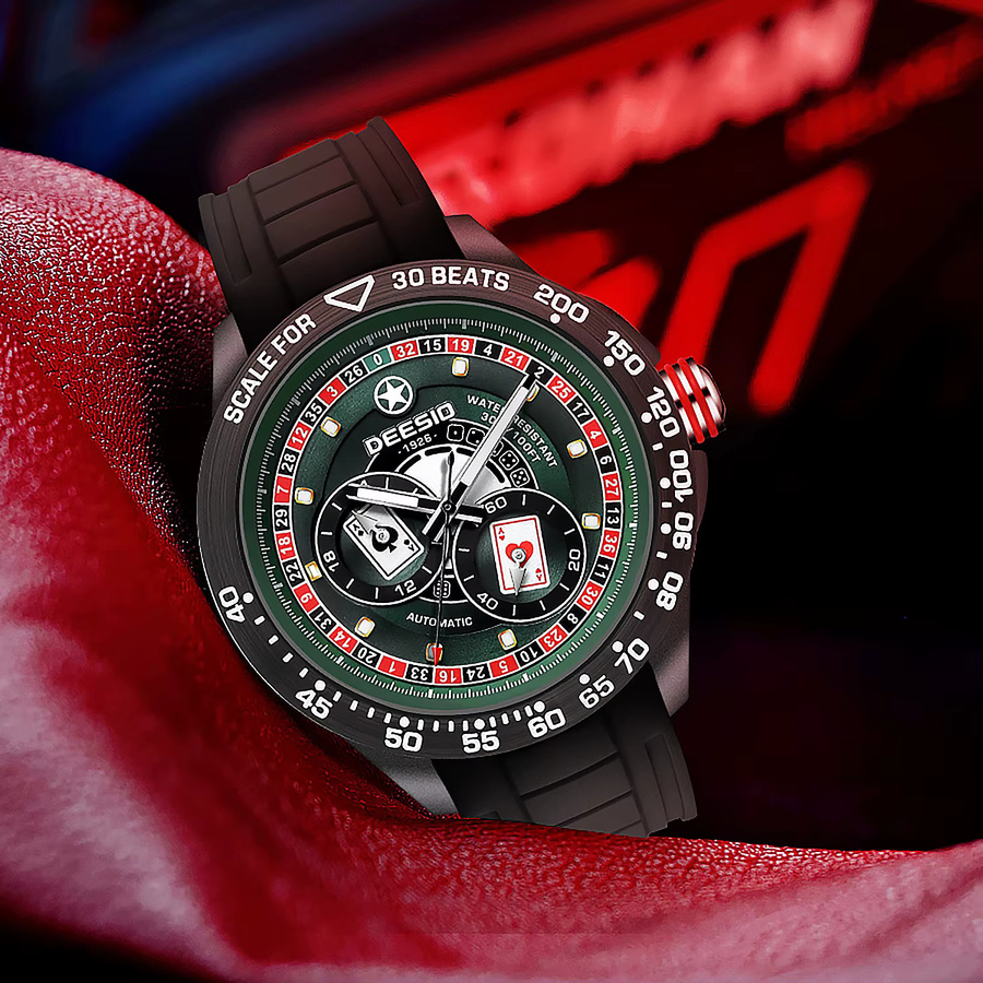 Deesio Armbanduhr, Automatik, Silikonband, Schwarz, Herren - Bild 2