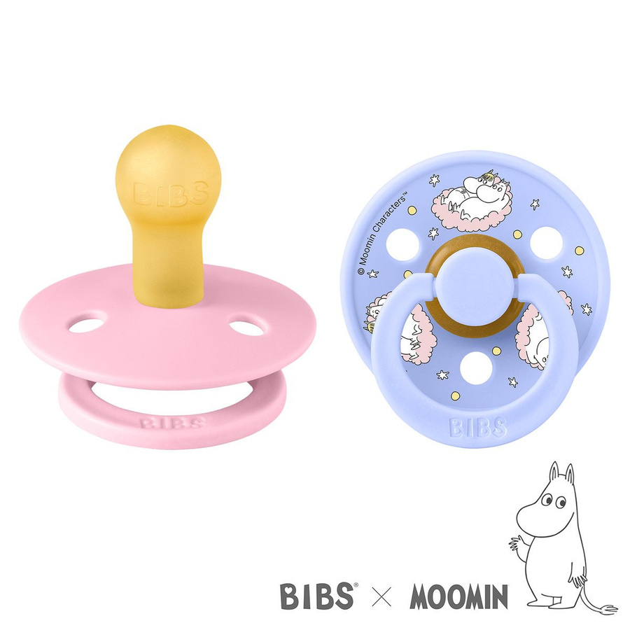 BIBS Schnuller 2er Pack Moomin Dreaming Baby in Baby Pink und Hush für 0-6 Monate - Bild 1