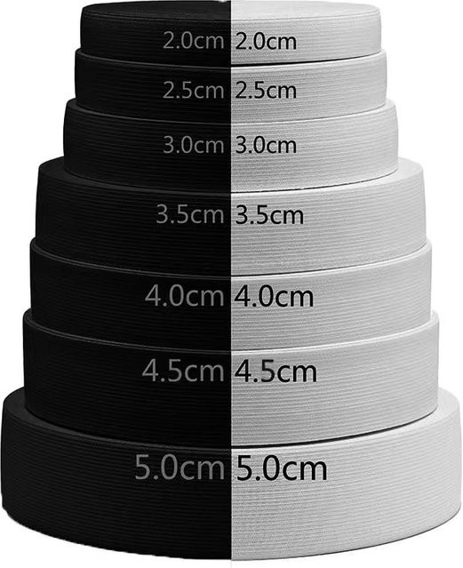 Elastische Bänder aus Latex-Gewebe für DIY Nähzubehör in Schwarz und Weiß, Breite: 2 cm, 2,5 cm, 3 cm, 3,5 cm, 4 cm oder 5 cm - Bild 1