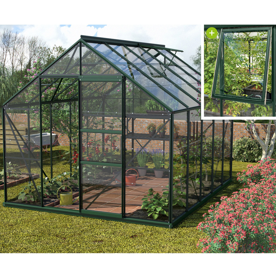Vitavia Gewächshaus Meridian 8300 in Smaragdgrün mit 8,3 m² Fläche, Aluminiumrahmen und Sicherheitsglas - Bild 3
