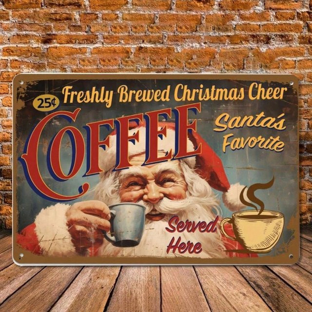 KINPORS Retro-Weihnachtsmann Blechschild Vintage Weihnachts-Wanddekoration aus Metall in Mehrfarbig - Bild 1