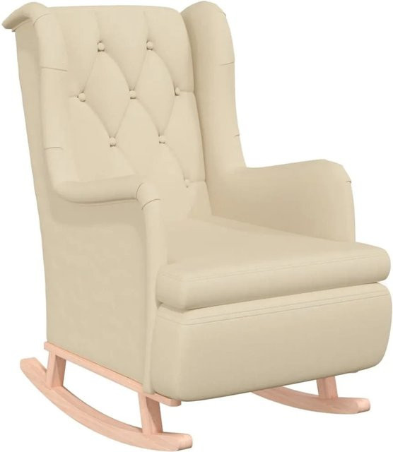 vidaXL Schaukelsessel mit Kautschukholz-Beinen und Armlehnen in Beige aus Stoff und Schaumstoff - Bild 1