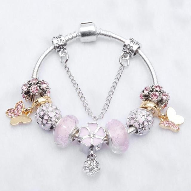 Allbestart Charm-Armband, versilberte Schlangenkette, Kristalle, 21 cm, Damen - Bild 1