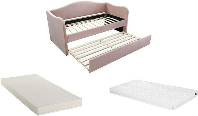 Vente-unique Sofabett Mathilde in Rosa mit Samtbezug im Art déco Stil, Breite: 203 cm - Bild 1