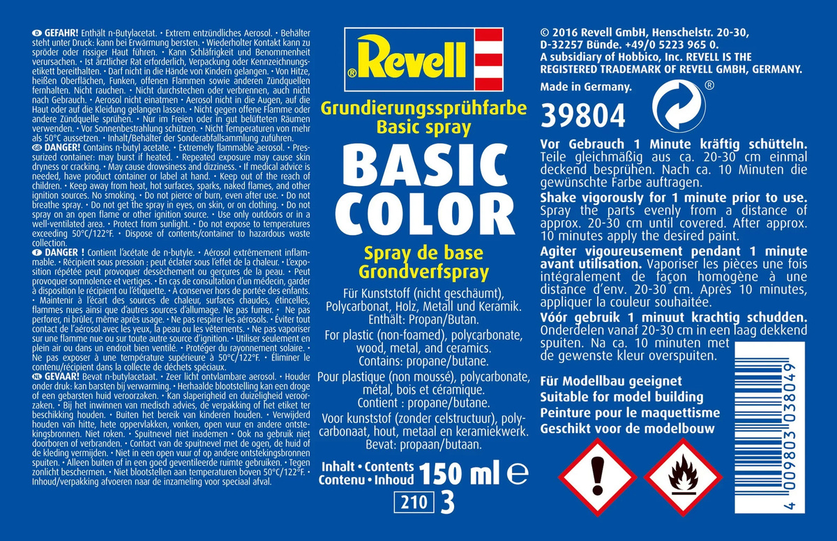 Revell Basic Color Spray Primer, Modellbau-Grundierung Spraydose, Weiß, Grau, Blau, Zubehör - Bild 4