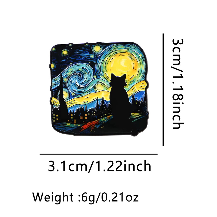 Brosche Sternennacht Katzen-Silhouette, Emaille, Bunt, Unisex - Bild 2