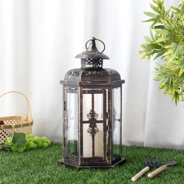 NEWIMAGE Vintage Kerzenhalter Laterne aus Metall im nordischen Design, Schwarz - Bild 1