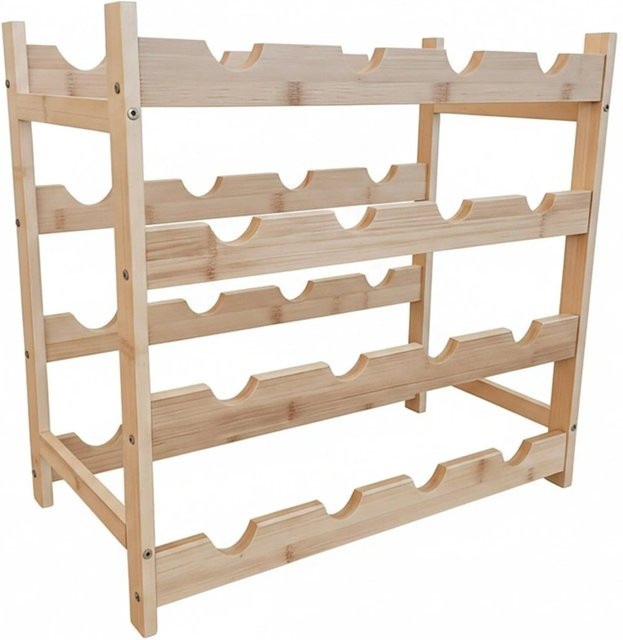Relaxdays Weinregal aus Bambus in Natur Beige, freistehend - Bild 1