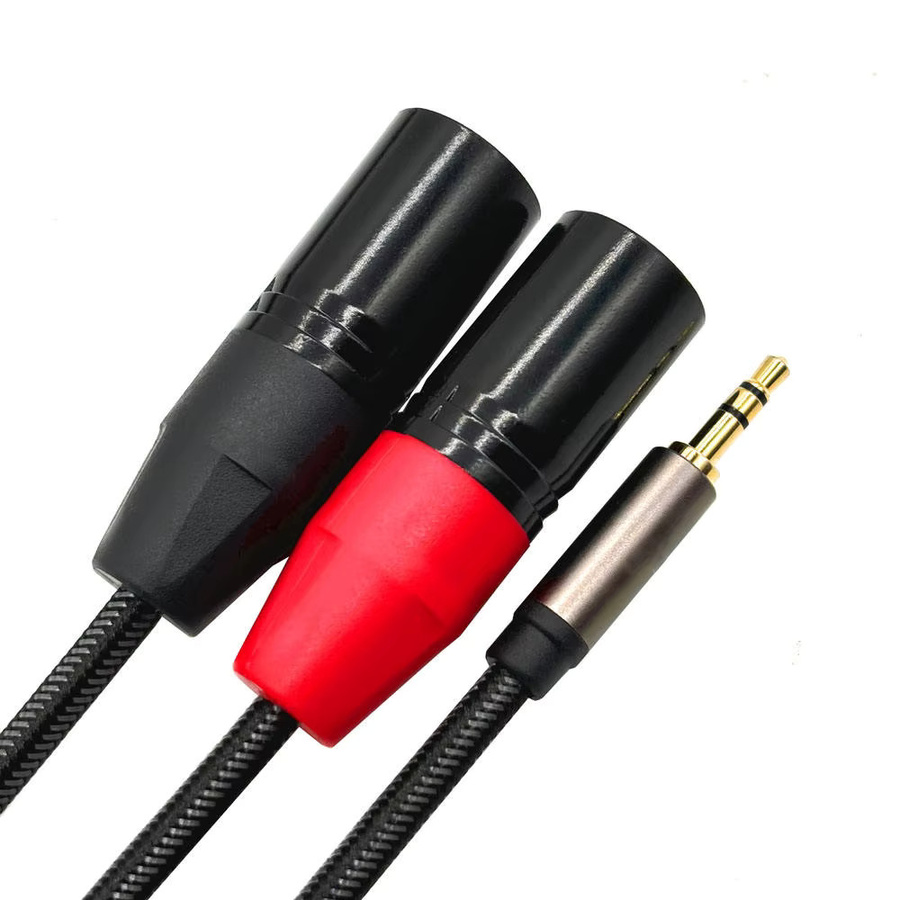 Balanciertes Audiokabel mit 3,5-mm-Klinke auf 2x XLR, vergoldete Stecker, Farbe: Schwarz/Gold - Bild 4