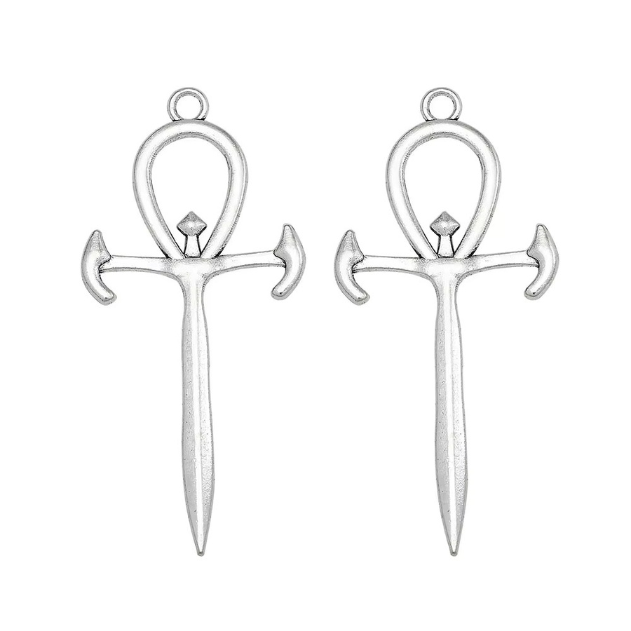 Fezrgea Ankh-Kreuz-Anhänger, Vintage, Silber, Unisex, 63x30mm - Bild 3