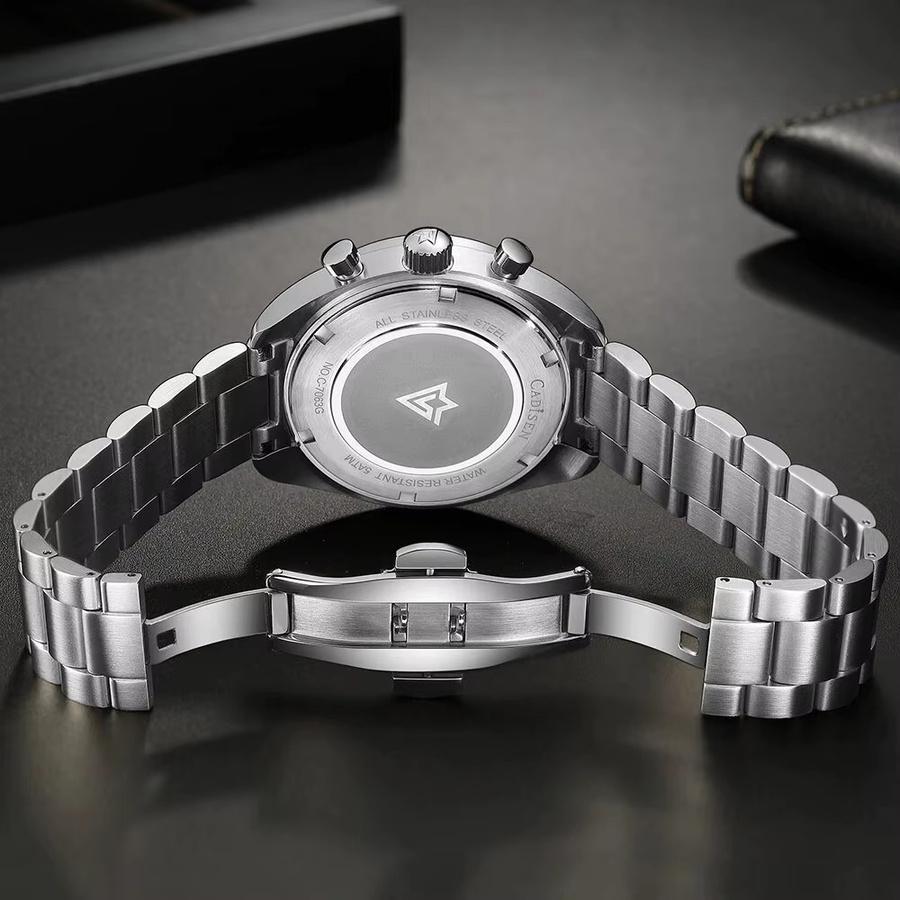 CADISEN Chronographenuhr, Quarz, Edelstahl, Weiß, Herren - Bild 3