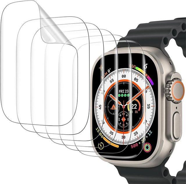 10er Pack Ahowie TPU Displayschutzfolie für Apple Watch Ultra, SE und Series 1-11, transparent, 44mm - Bild 1