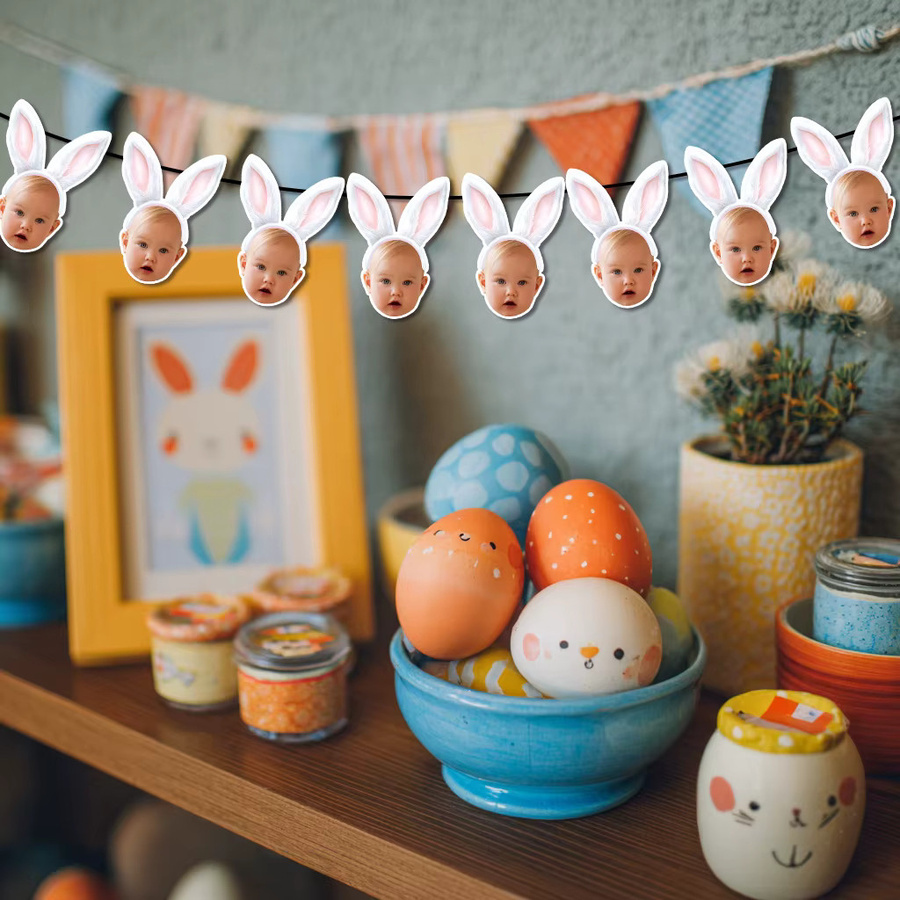 Cyuan Party-Dekorationsset mit Kaninchen-Motiv für Babyparty und Geburtstag, buntes Set aus Banner, Aufklebern, Kuchendekoration und Strohhalmen aus Papier - Bild 2