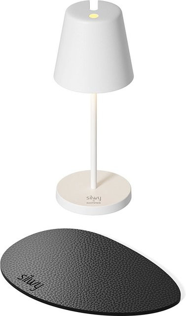 Sompex x Silwy Portofino LED-Akkuleuchte in Weiß, dimmbare Tischleuchte aus Metall für Garten und Innenbereich, IP65 wasserfest - Bild 1