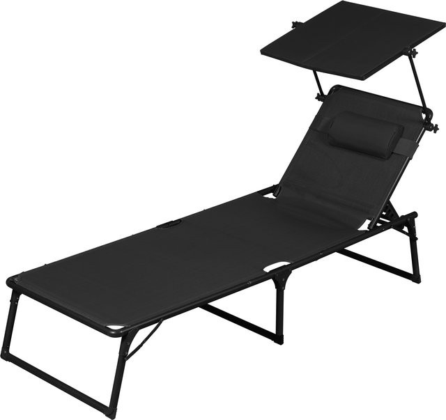 LIVARNO Alu-Dreibeinliege Houston mit Textilene-Bezug und Sonnen canopy in Schwarz - Bild 1