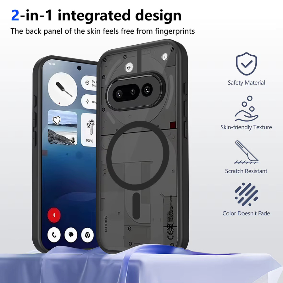 Magnetische Handyhülle für Nothing Phone 3a Lite 3a Pro 2a Plus CMF mit kabelloser Ladefunktion aus TPU-Rahmen und Kunststoff in Schwarz Matt - Bild 6