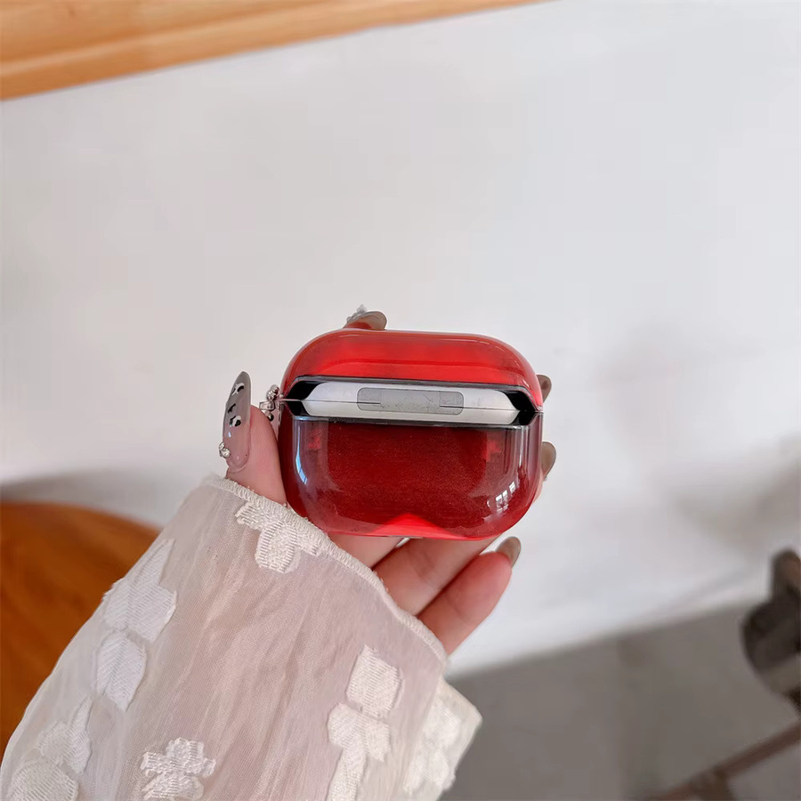 Leuchtende Treibsand-Kopfhörerhülle für Apple AirPods 2, 3, 4 und Pro 2, 3 in Rot mit glitzerndem Effekt - Bild 3