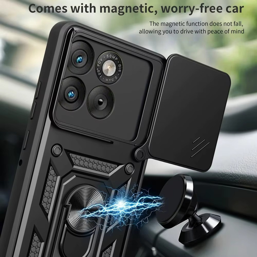 Motorola Moto Edge 70 Magnetische Schutzhülle mit 360 Grad drehbarem Ring und Kameraobjektiv-Schutz in Schwarz - Bild 2