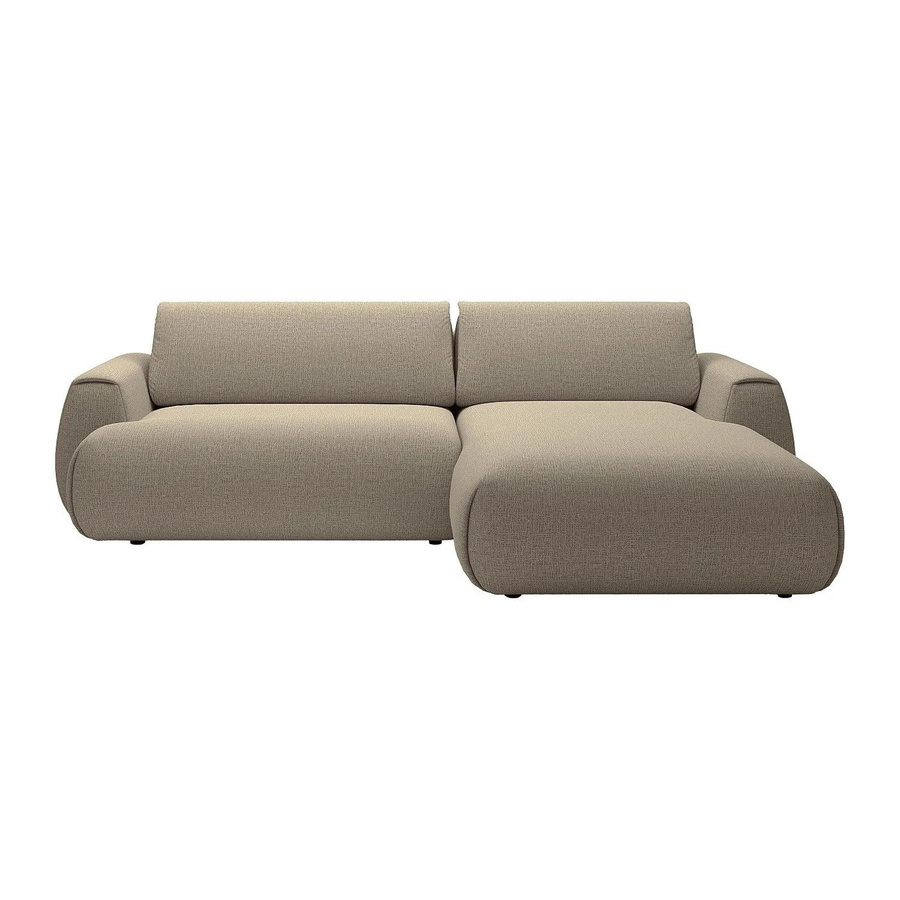 Vente-unique Schlafsofa Monelia in Taupe und Beige mit L-Form und Schlaffunktion aus Chenille-Stoff, Breite: 270 cm - Bild 2