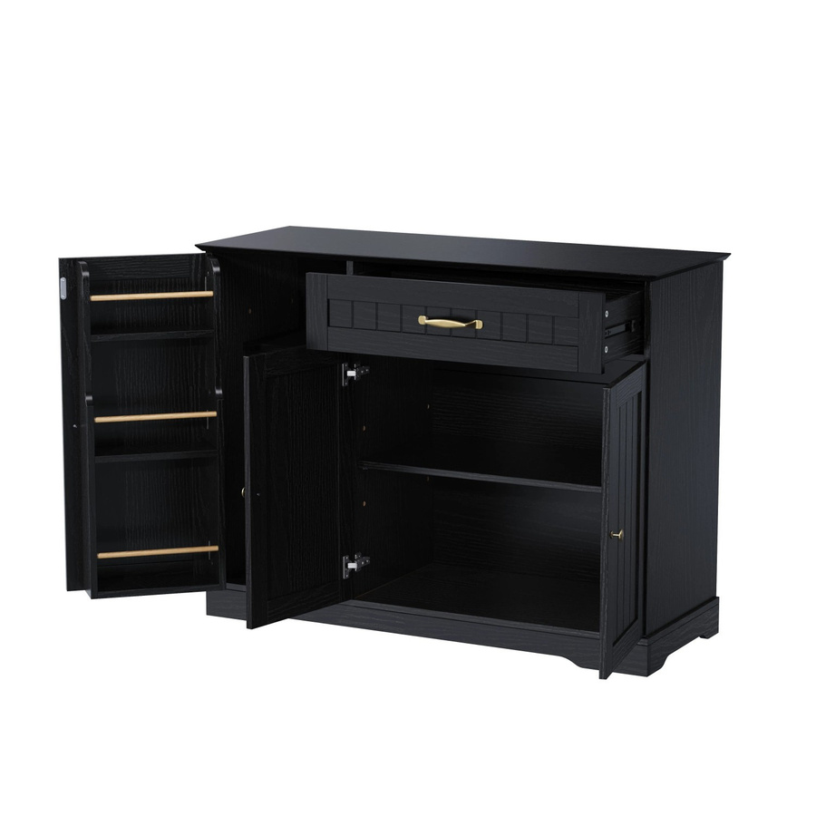 okwish Sideboard modern in Schwarz mit 3 Türen und Schublade, B/H/T: 107 x 83 x 40 cm - Bild 2