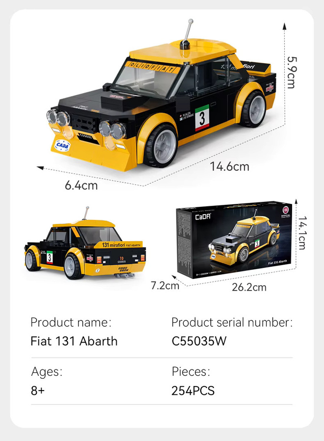 CaDA Baustein-Set 1:24 Gelbes Fahrzeug aus Kunststoff für Kinder ab 8 Jahren - Bild 4