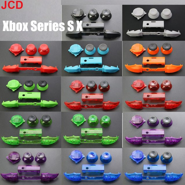JCD Controller Zubehör Set für Xbox Serie X S mit LB RB Tastenstreifen, 3D Analog Joystick Kappen und D-Pad Tasten in Blau und Multicolour - Bild 1