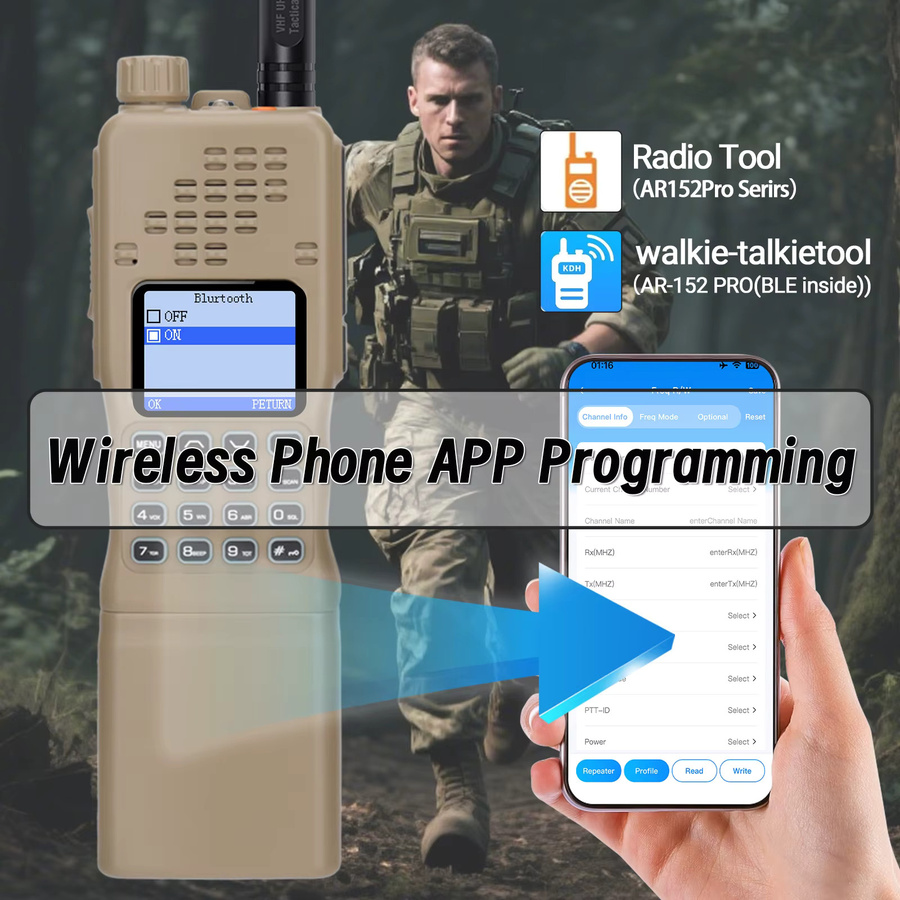 Baofeng AR-152 PRO Walkie Talkie mit GPS und Bluetooth, Multi Band Amateurfunk mit 1000 Kanälen und 12000mAh Akku - Bild 3