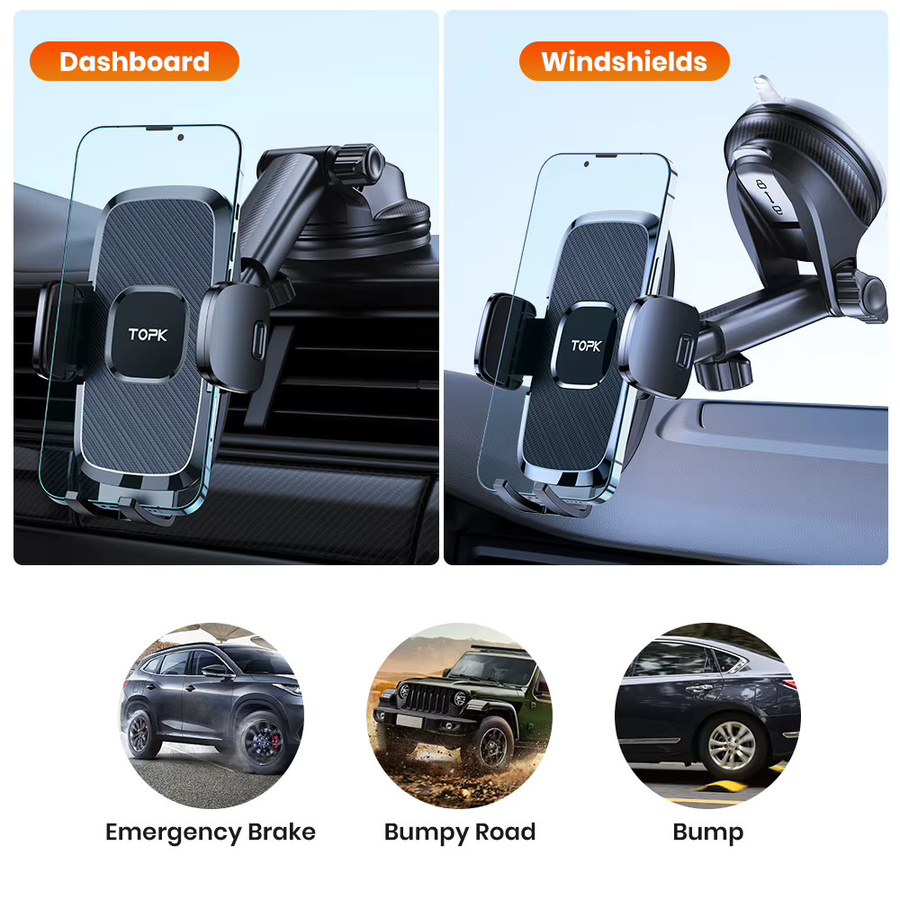 TOPK Universal-Handyhalterung für das Auto mit Saugnapf und 360 Grad Rotation in Schwarz - Bild 5