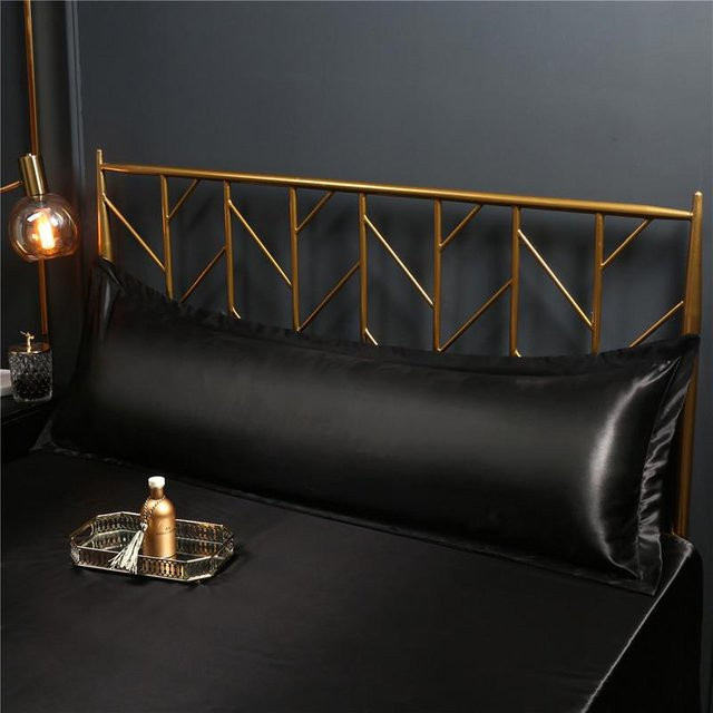 HomeHarmony Reversible Maulbeerseide-Kissenbezüge für Paare, kühlend, Schwarz, B: 48 cm, L: 120 cm - Bild 1