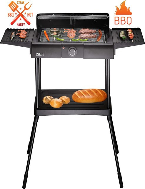 Zilan 2in1 Elektrogrill als Stand- oder Tischgrill aus Edelstahl mit 2400W Leistung - Bild 1