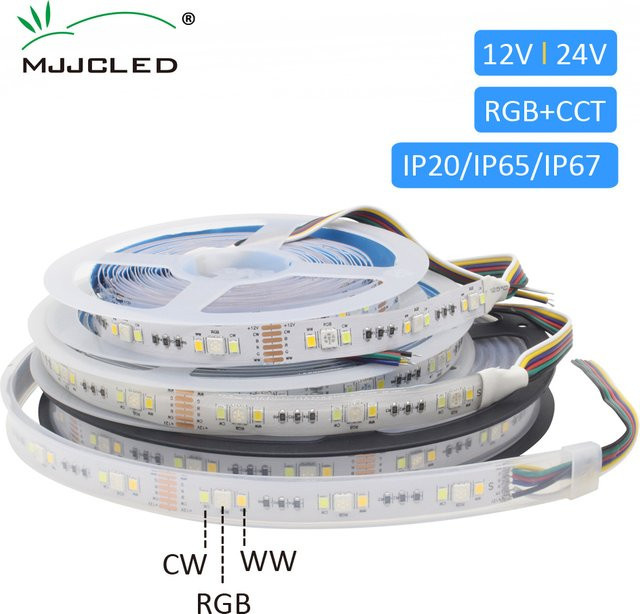MJJCLED RGB CCT LED Streifen 12V, 5m flexibles SMD LED Band, IP65 wasserdicht, Multicolor - Bild 1