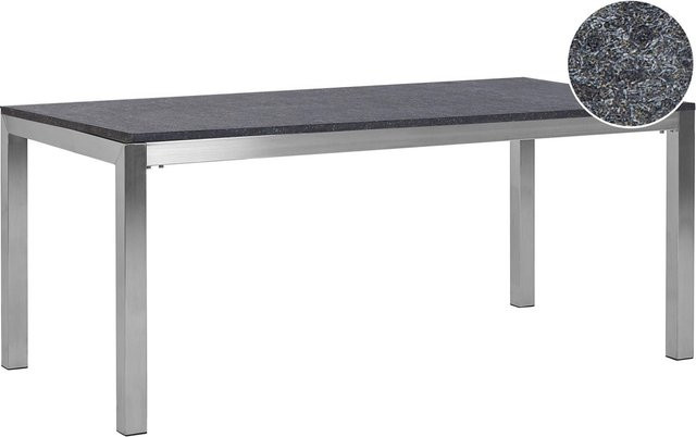 Beliani Gartentisch GROSSETO im Industrial Design aus Metall und Stein, Graphitgrau, B/T/H: 180 x 90 x 76 cm - Bild 1