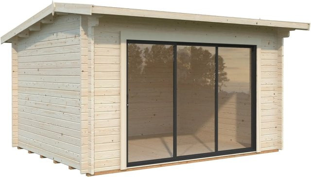 Palmako Gartenhaus Ines Slide Plus aus Fichtenholz in Braun mit Glasschiebetüren und Satteldach B/T/H: 390 x 300 x 250 cm - Bild 1