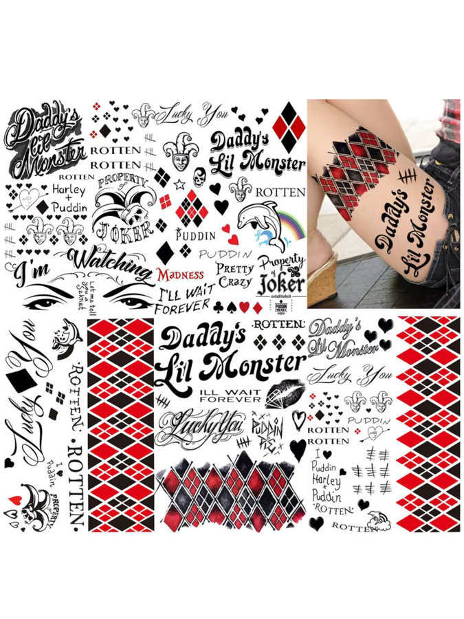 YURAN Joker Temporäre Tattoos, 5 Blatt, Unisex - Bild 7
