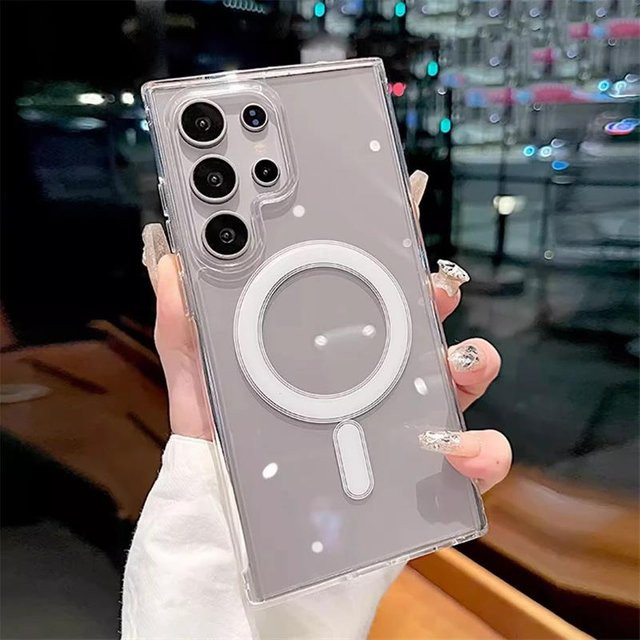 Magnetische kabellose Ladehülle für Samsung Galaxy S26 S25 S24 S23 S22 S21 Plus A17 A37 A57, transparente stoßfeste Schutzhülle - Bild 1
