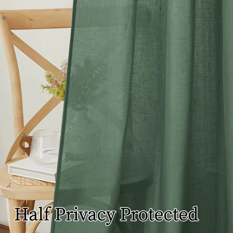 2 Stück JCyh Rainbow Decor Transparente Vorhänge in Leinenoptik, Grüner Tüll für Wohnzimmer und Kinderzimmer, B/H: 132 x 160 cm - Bild 5