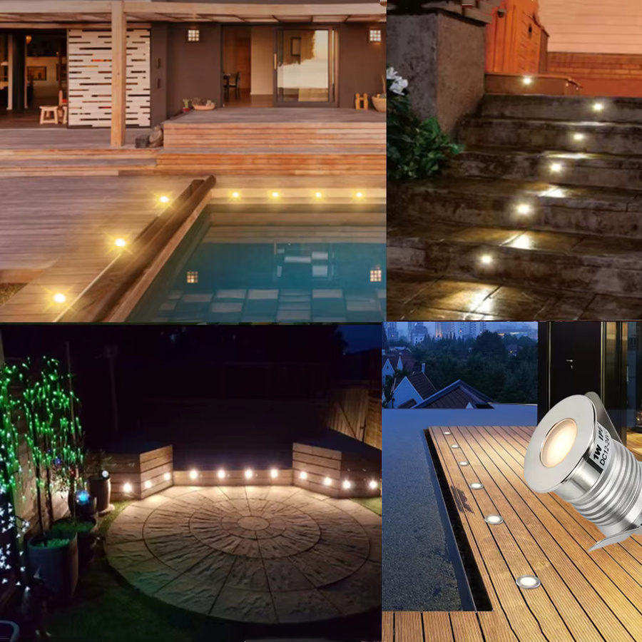 YELEDWAY Mini LED Bodenstrahler IP67 für Garten und Treppen, DC12V, Warmweiß, Silber, Rund - Bild 5